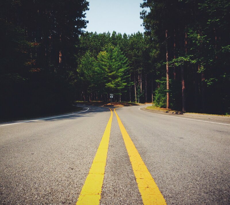 Asphalt Road in Forest — Gray, Serene, Afternoon