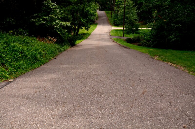 Asphalt Road in Forest — Gray, Serene