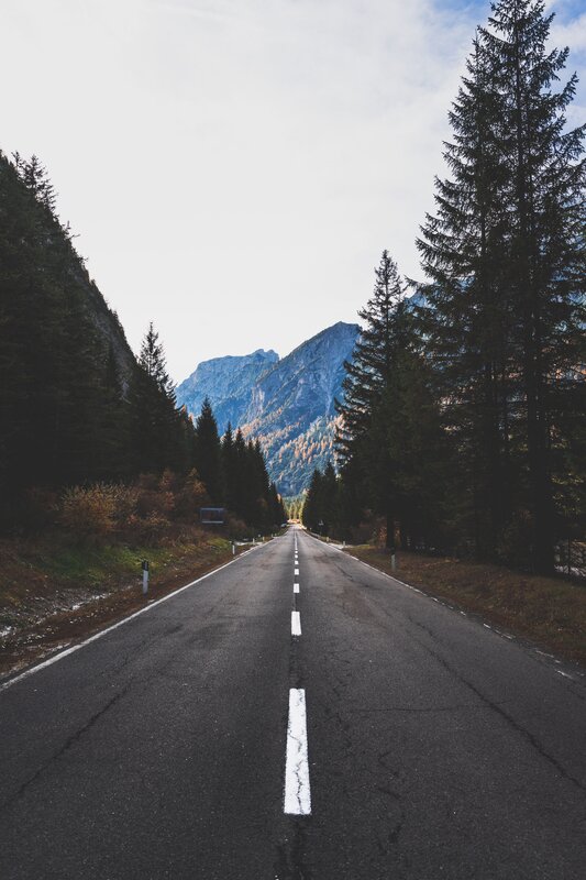 Asphalt Road in Mountain Valley