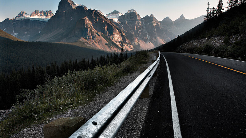 Asphalt Road in Mountains — Black