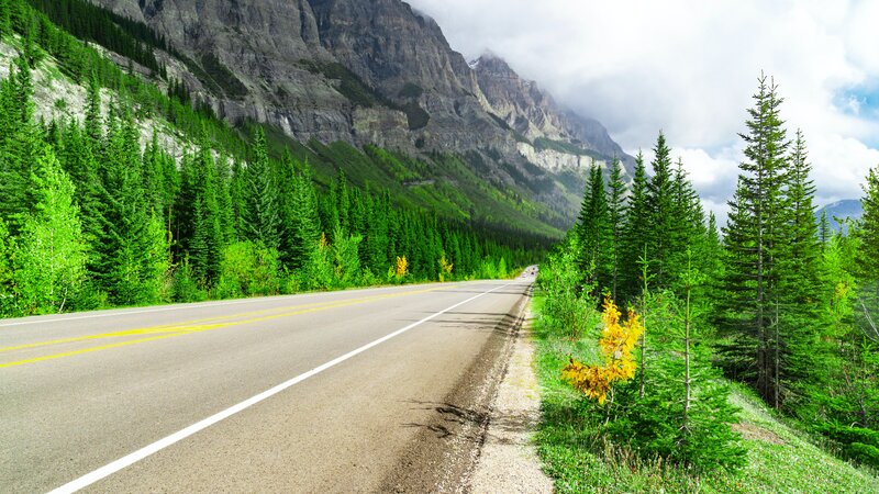 Asphalt Road in Mountains — Green