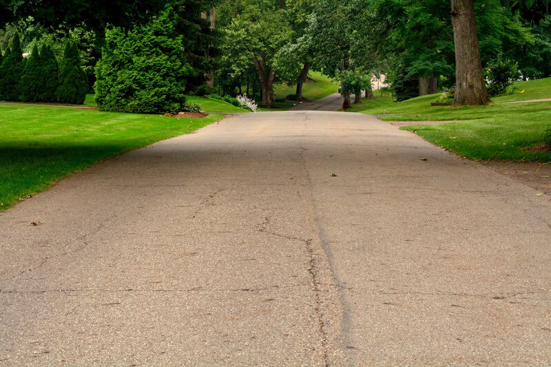 Asphalt Road in Park — Green, Serene
