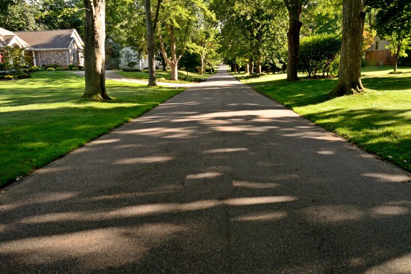 Asphalt Road in Residential Area — Green