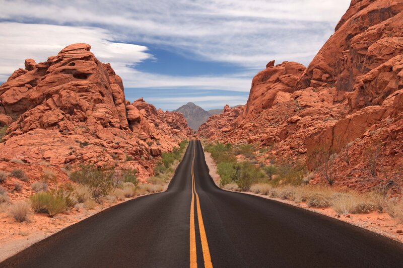 Asphalt Road Through Canyon