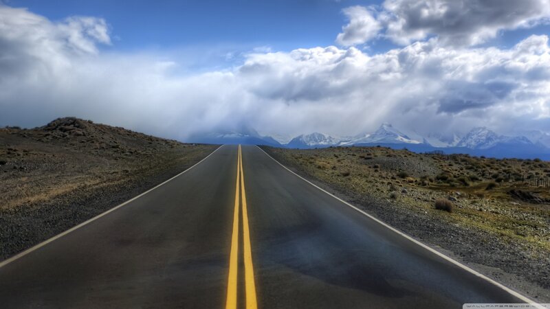 Asphalt Road to Mountains — Blue, Dramatic