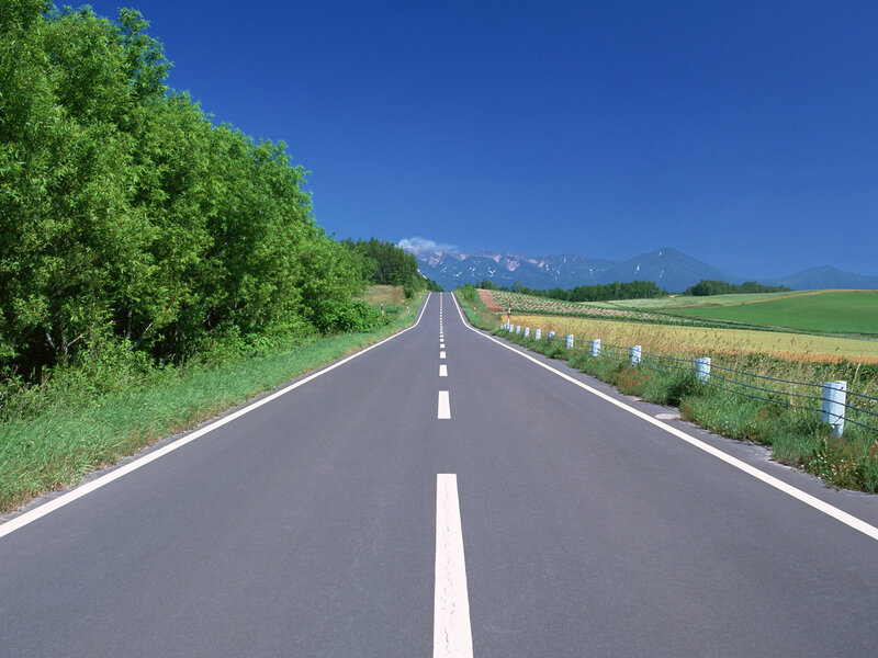 Asphalt Road to Mountains — Blue