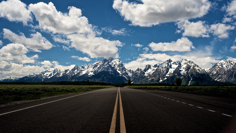 Asphalt Road to Mountains