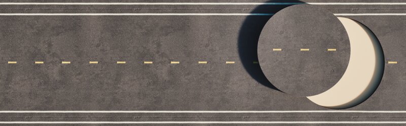 Asphalt Road with Moon