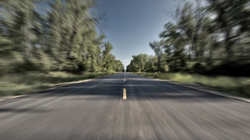 Asphalt Road with Trees — Gray