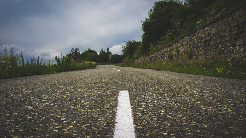 Asphalt Road with White Line — Gray