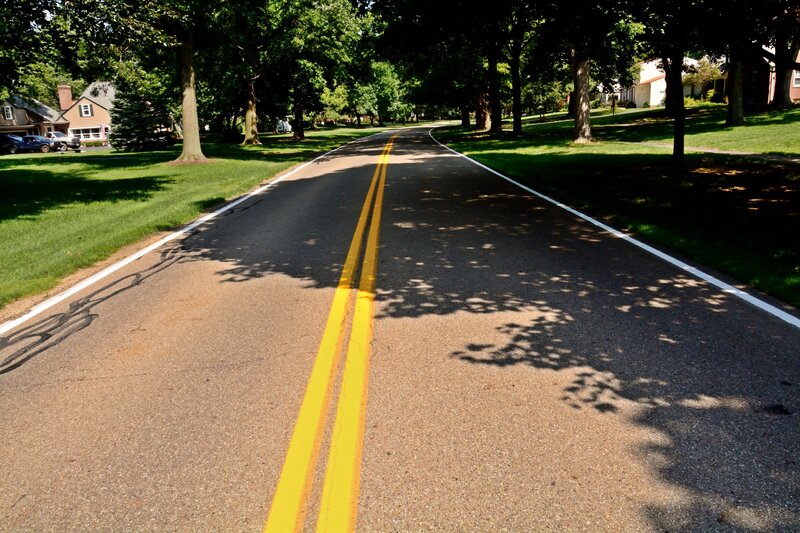 Asphalt Road with Yellow Lines — Gray, Serene, Afternoon