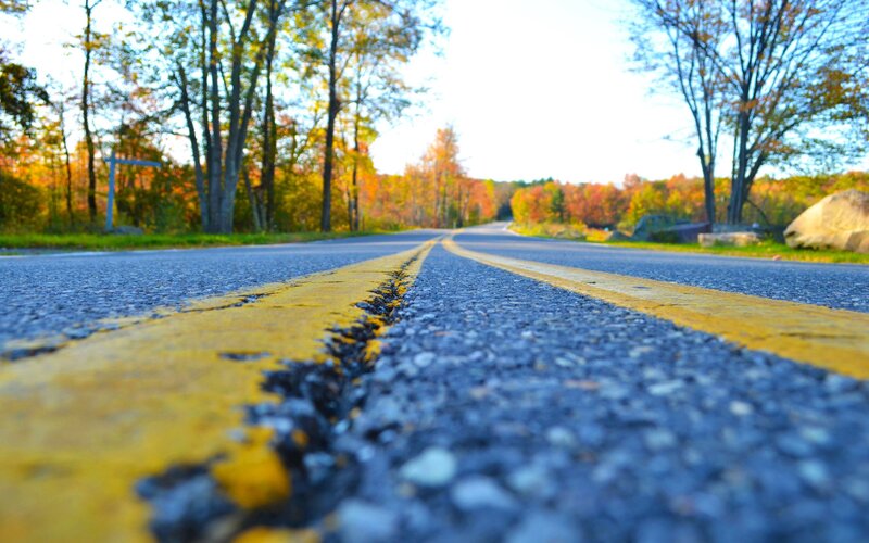 Asphalt Road with Yellow Lines — Serene