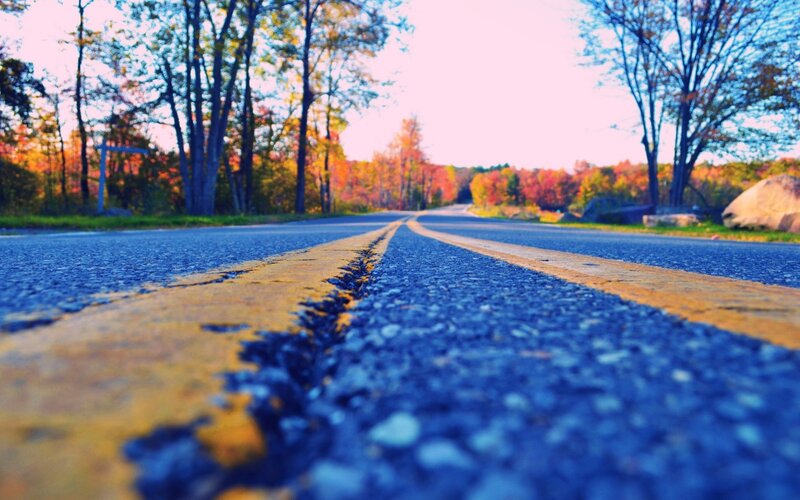 Asphalt Road with Yellow Lines