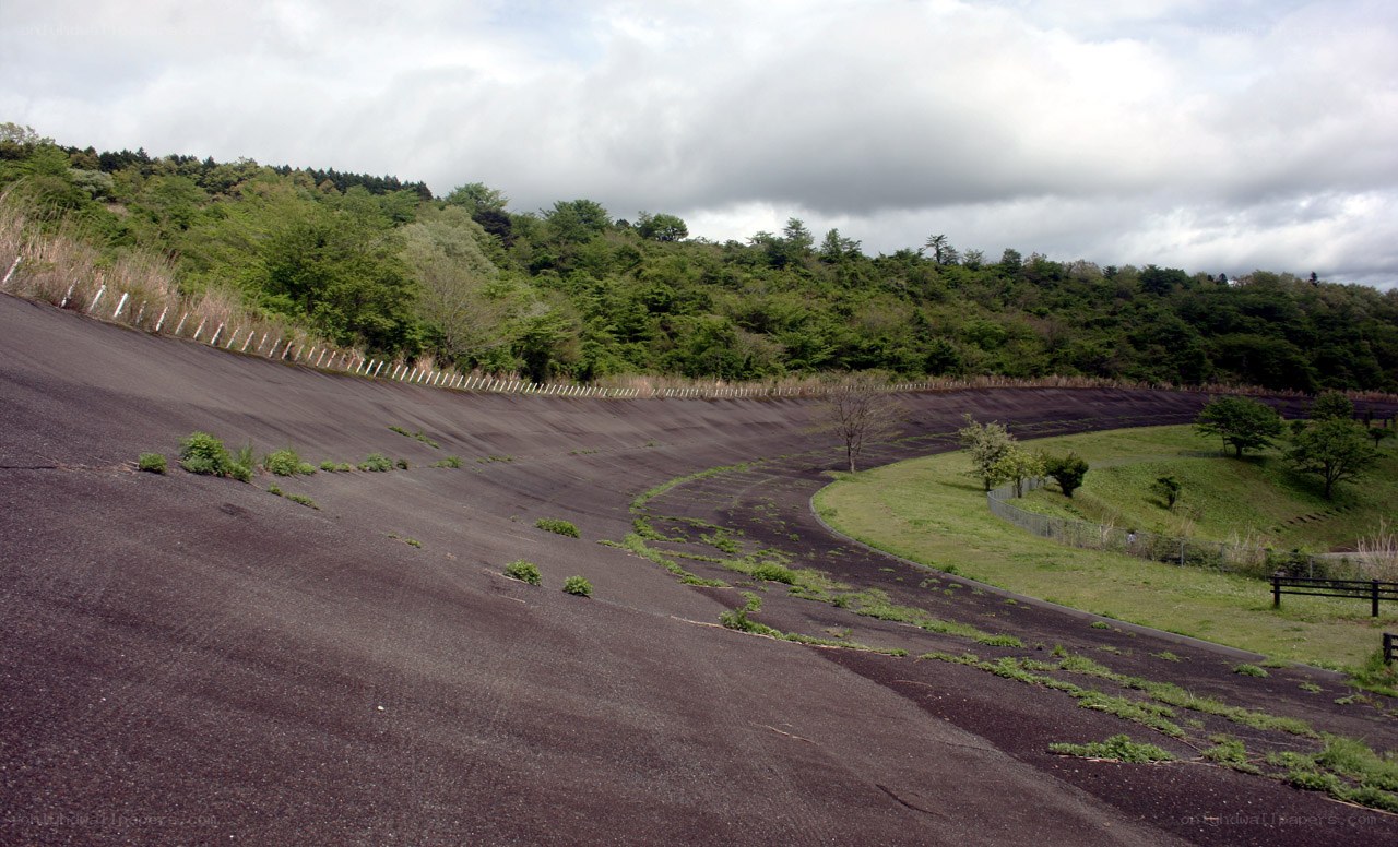 asphalt slope in park