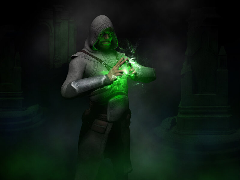 assassin casting green spell