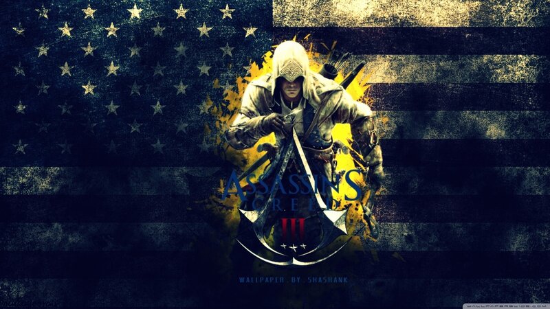 Assassin Character — Blue, Dramatic, Digital Art, American Flag