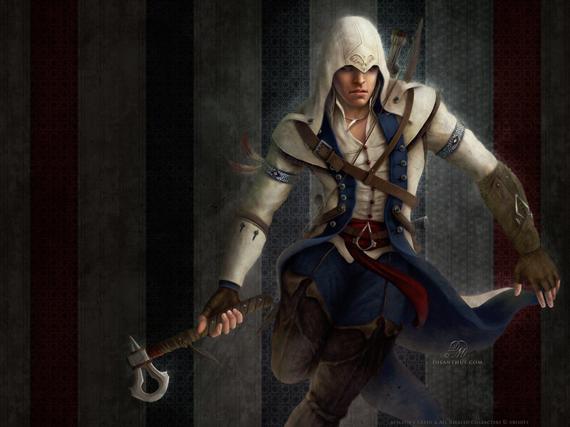 Assassin Character Holding Axe — White