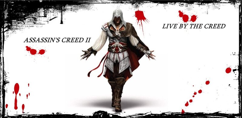 Assassin Character — White, Dramatic, Digital Art, Blood Splatters