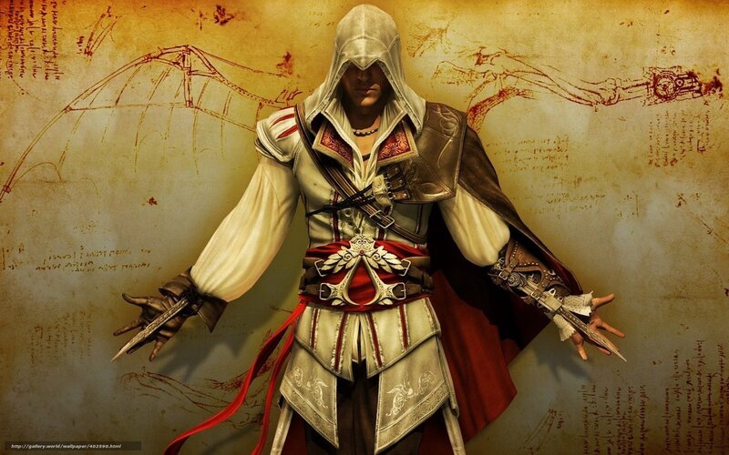 Assassin Character — White, Dramatic, Digital Art, Dual Hidden Blades
