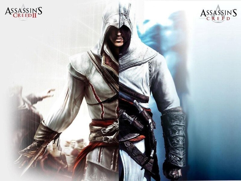 Assassin Character — White, Dramatic, Digital Art, Hooded Cloak, Hidden Blade