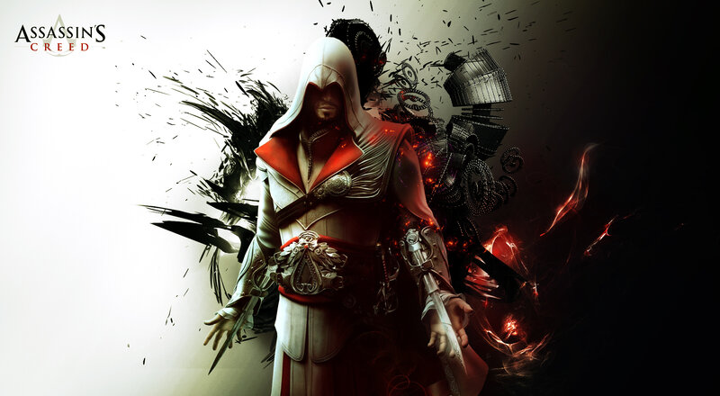 Assassin Character — White, Dramatic, Digital Art, Hooded Cloak