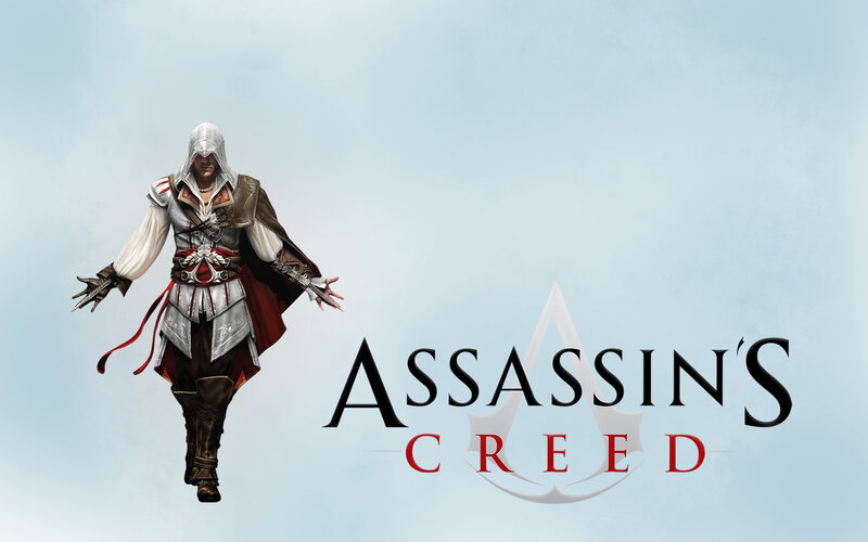 Assassin Character — White, Dramatic, Digital Art, Logo, Hooded Cloak