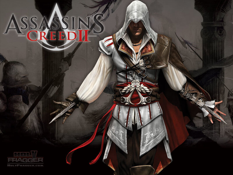 Assassin Character — White, Dramatic, Digital Art, Sword