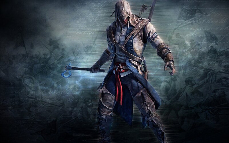Assassin Holding Axe — Blue, Dramatic, Digital Art