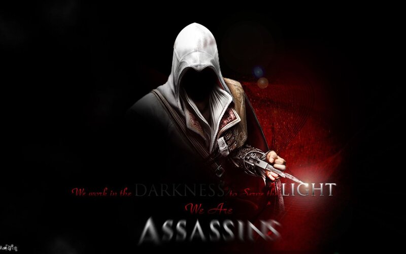 Assassin Holding Blade — Black, Dramatic