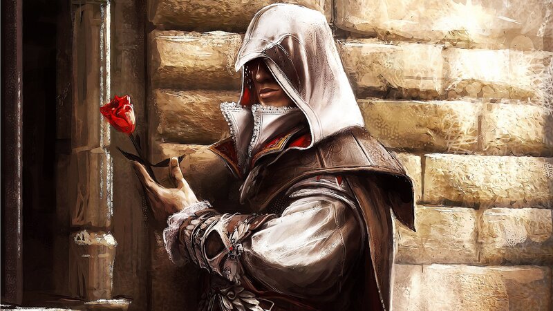 Assassin Holding Rose — Brown