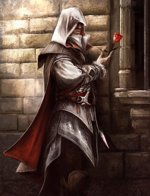 Assassin Holding Rose — Gray
