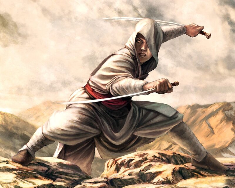 Assassin in combat stance