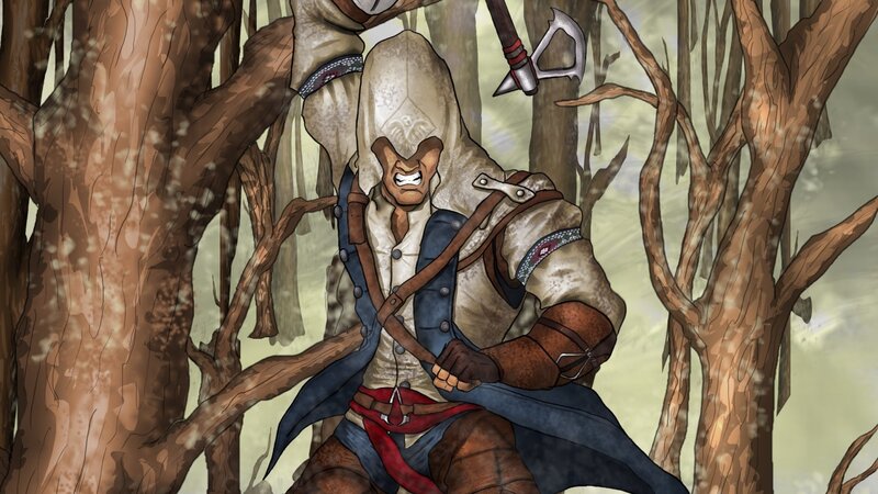 Assassin in Forest — Brown, Dramatic