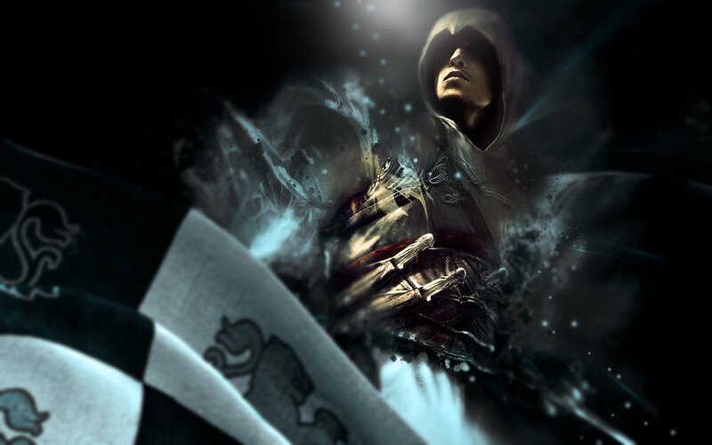 Assassin in Hooded Cloak — Black, Dramatic, Night, Digital Art, Hooded Cloak