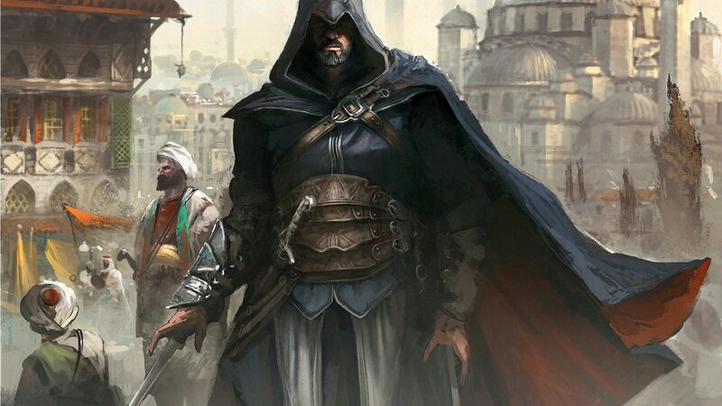 Assassin in Hooded Cloak — Blue, Dramatic, Afternoon