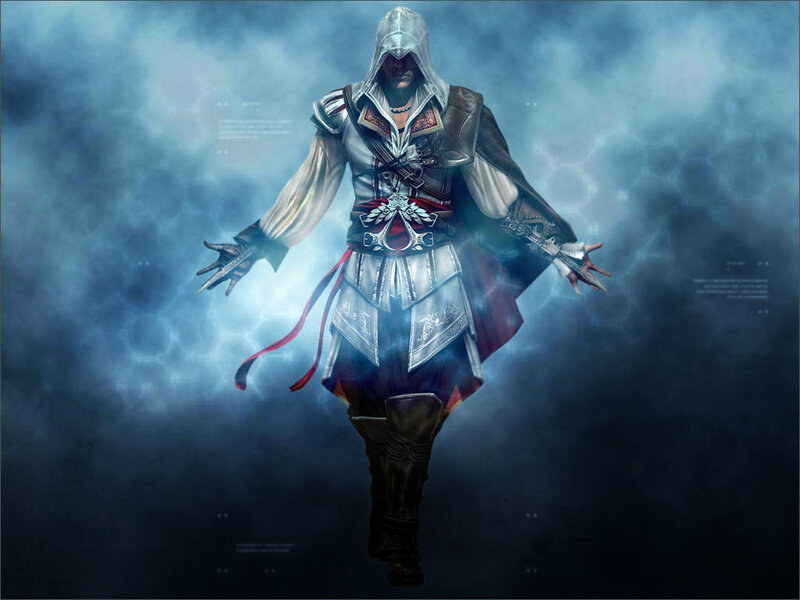 Assassin in Hooded Cloak — Blue, Dramatic