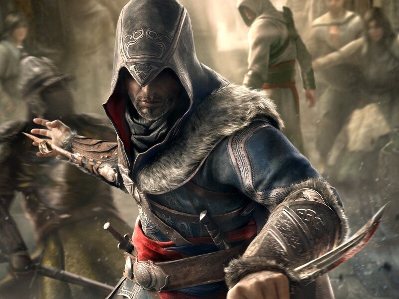 Assassin in Hooded Cloak — Gray, Dramatic, 3d Render, Sword, Armor