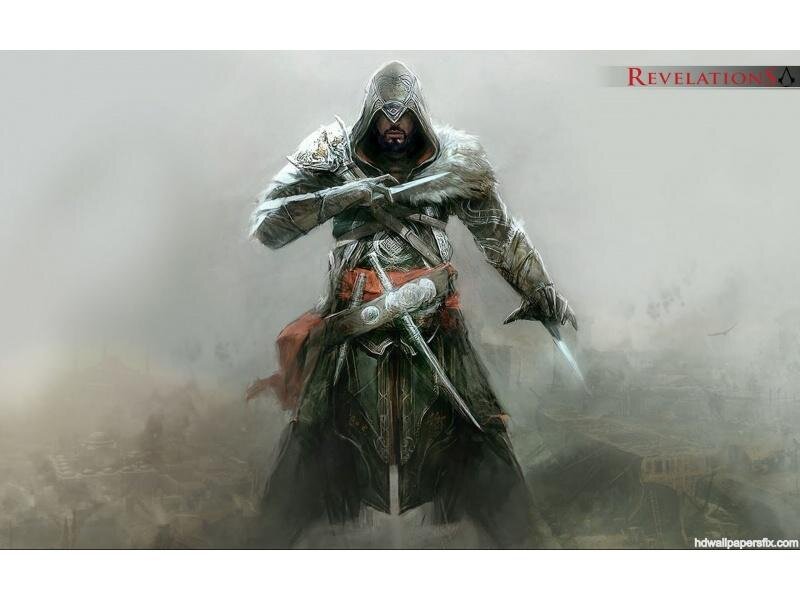 Assassin in Hooded Cloak — Gray, Dramatic, Digital Art, Dual Blades