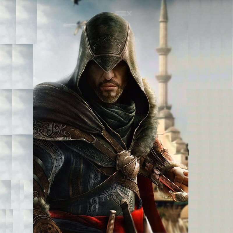 Assassin in Hooded Cloak — Gray, Dramatic, Digital Art, Minaret
