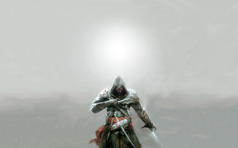 Assassin in Hooded Cloak — Gray, Dramatic, Digital Art