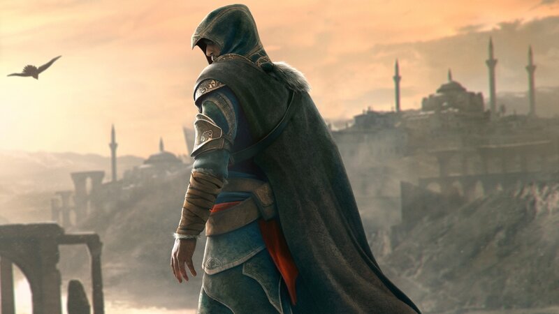 Assassin in Hooded Cloak — Gray, Dramatic, Sunset, Digital Art, Bird