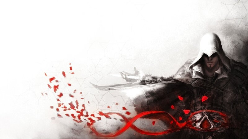 Assassin in Hooded Cloak — White, Dramatic, Digital Art, Blood, Hooded Cloak