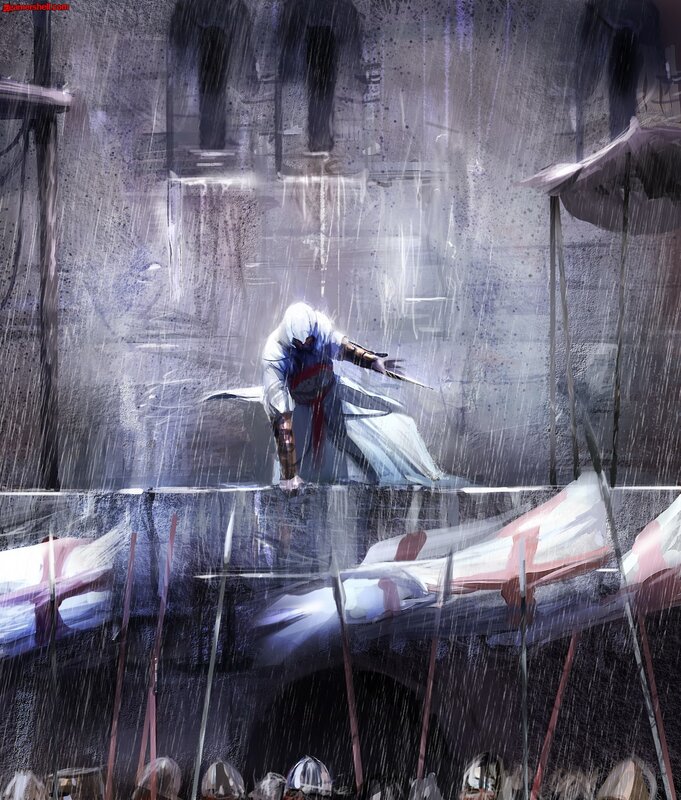 Assassin in Rain — Gray, Dramatic