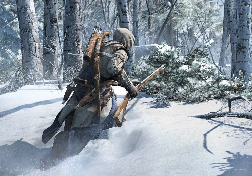 Assassin in snowy forest