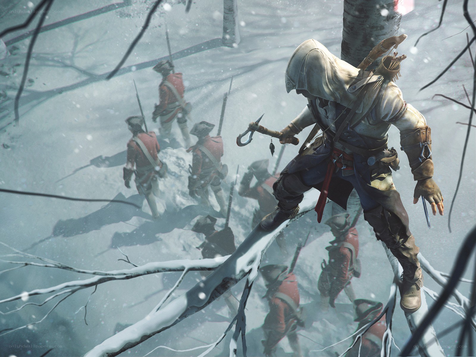 Assassin in snowy forest