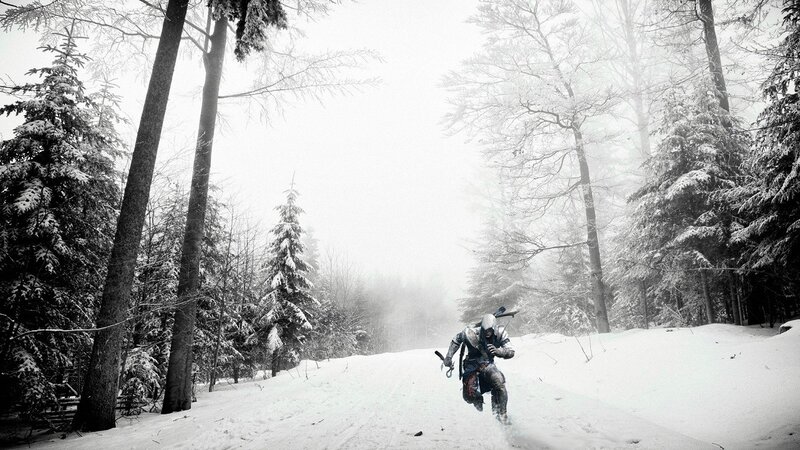 Assassin in Snowy Forest — Black