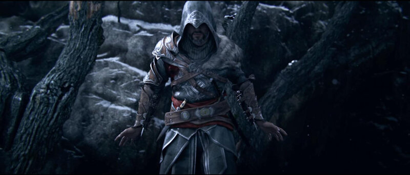 Assassin in Snowy Forest — Gray