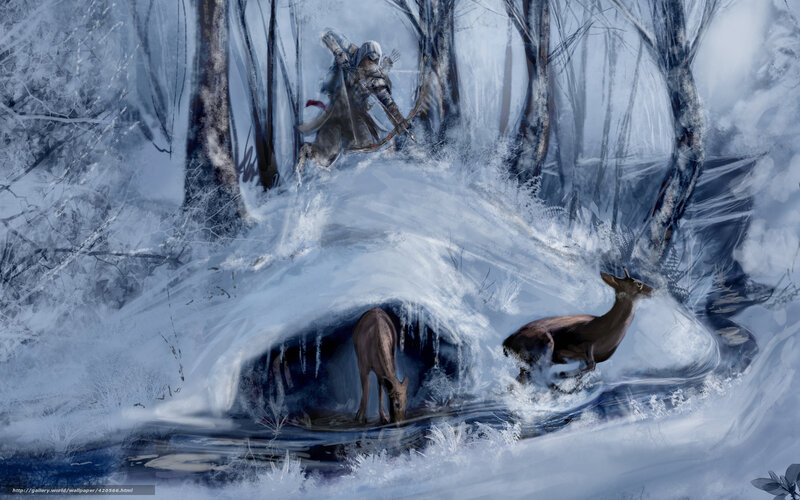Assassin in snowy forest