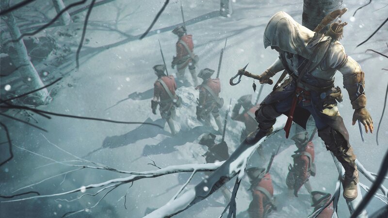 Assassin in Snowy Forest — White, Dramatic, Winter, Digital Art, Soldiers, Snow