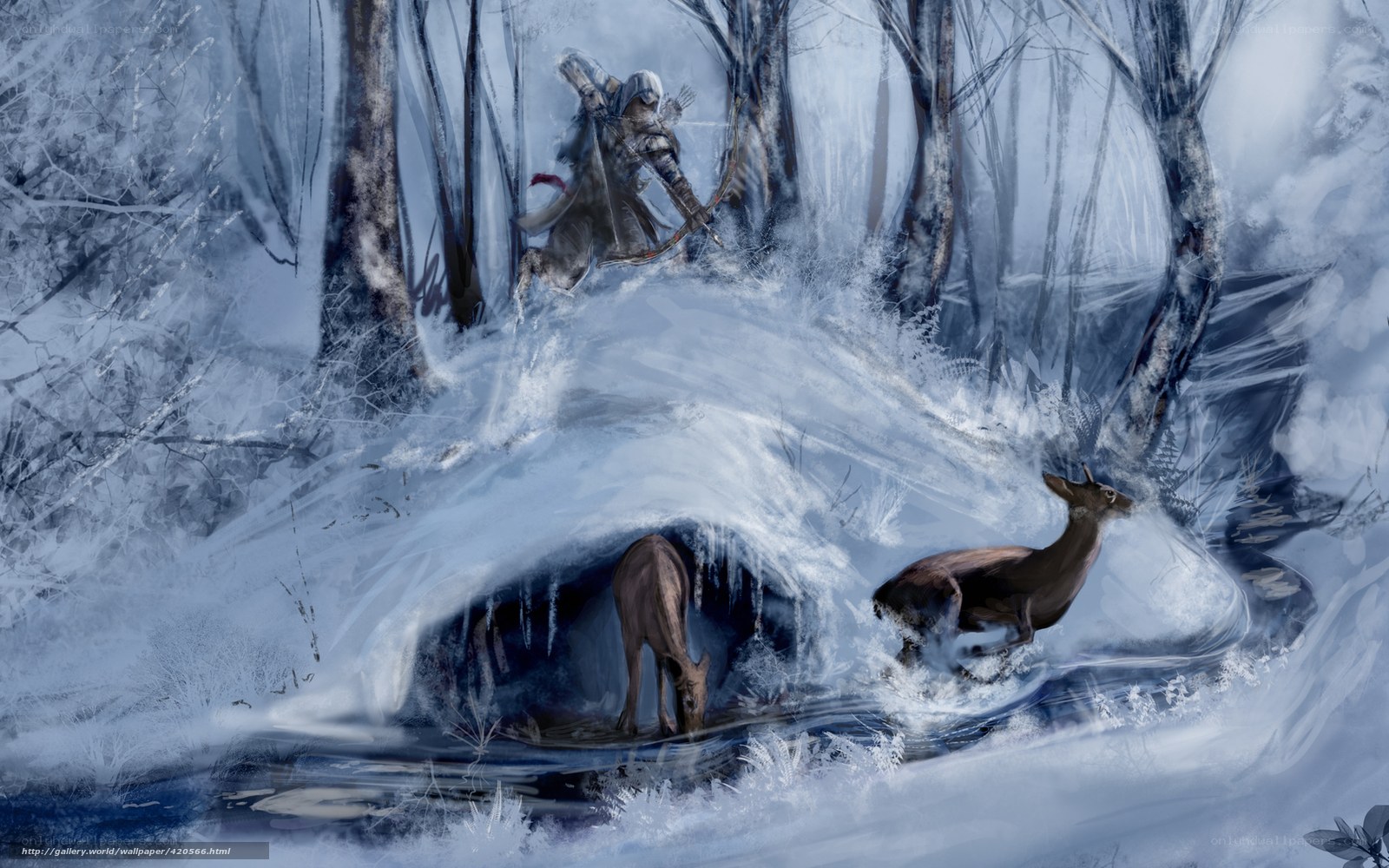 Assassin in snowy forest